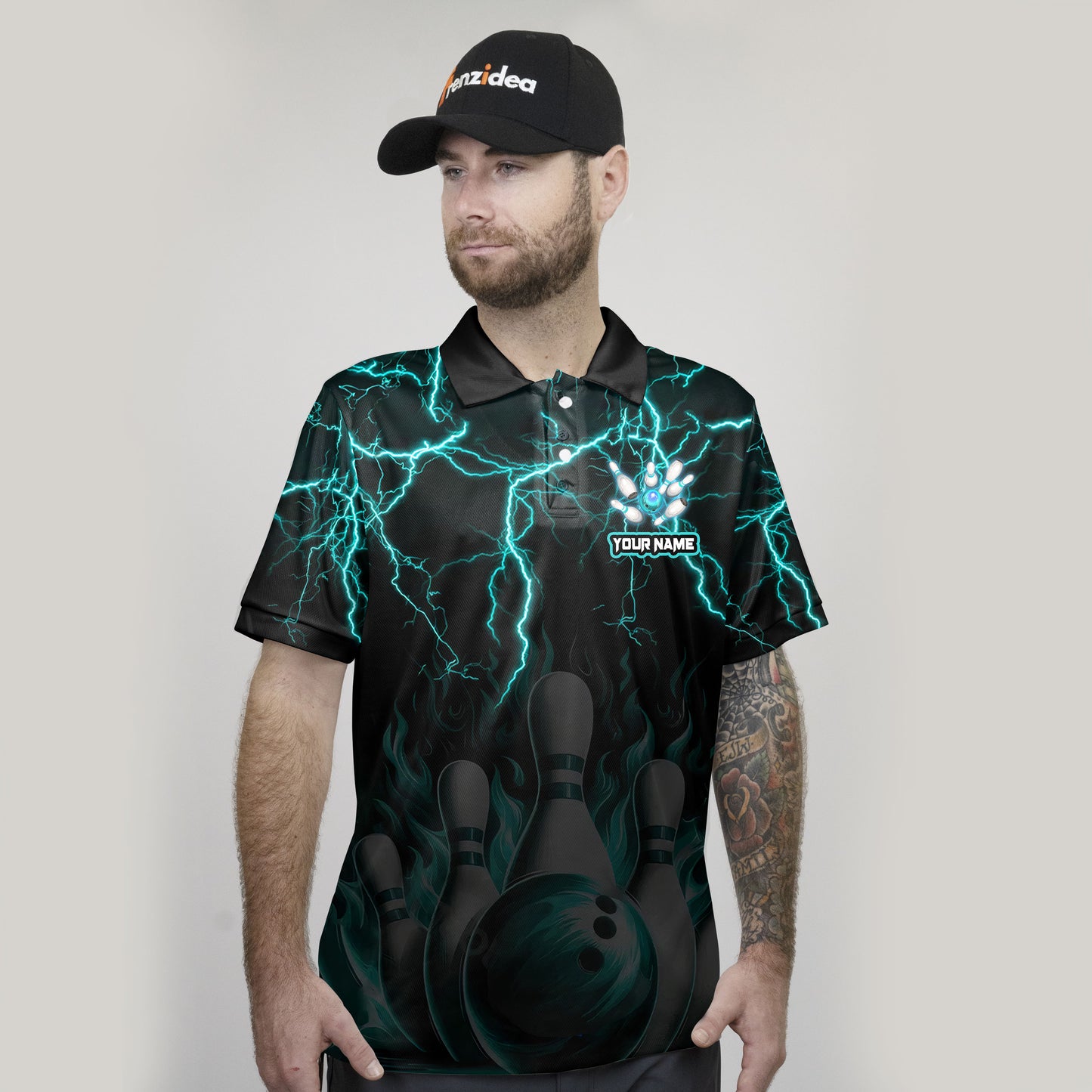 Frenzidea Bowling And Pins Thunder Storm Pattern Customized Name 3D Shirt (4 Colors)