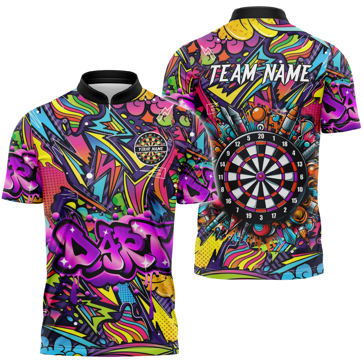 Frenzidea Darts Graffiti Gunners Personalized Name, Team Name 3D Shirt (4 Colors)