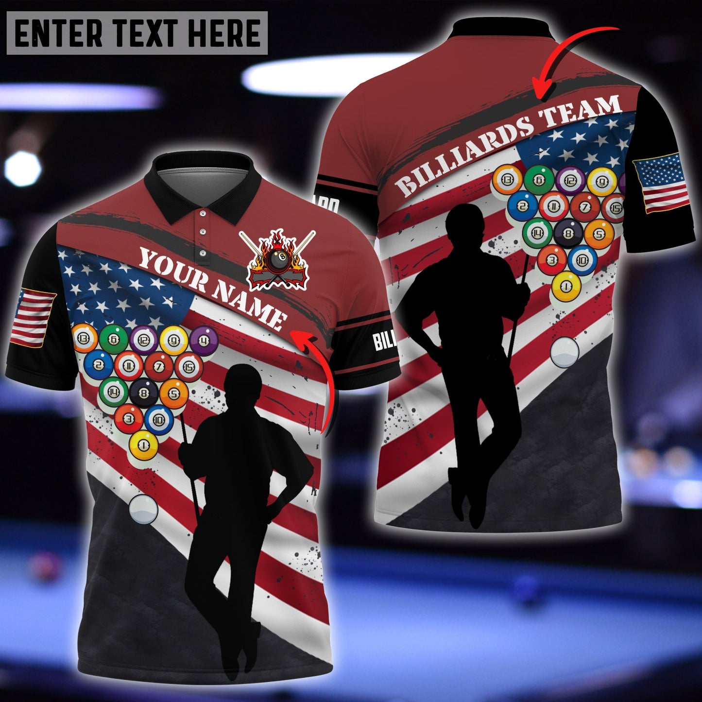 Frenzidea Personalized Name Billiard Ball Polo Shirt