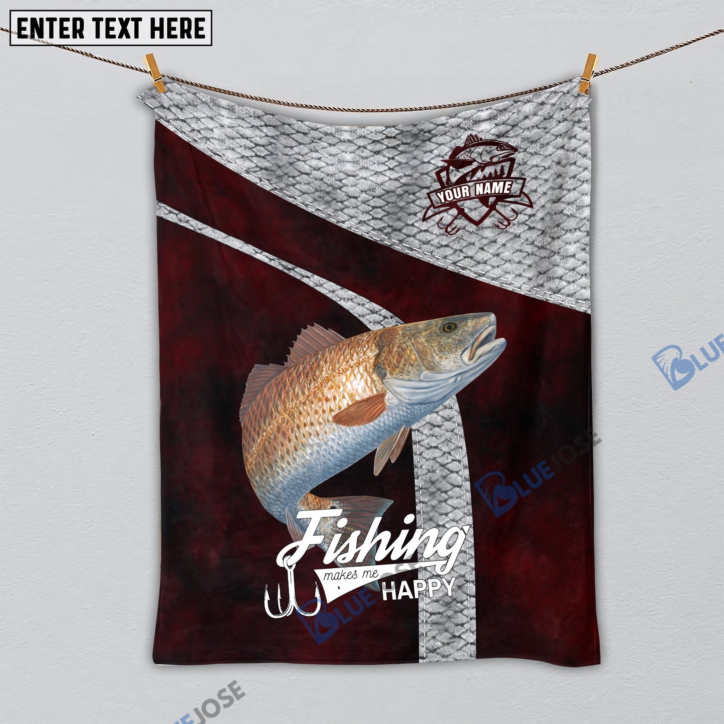 Frenzidea Custom Name Redfish Fishing Red Blanket