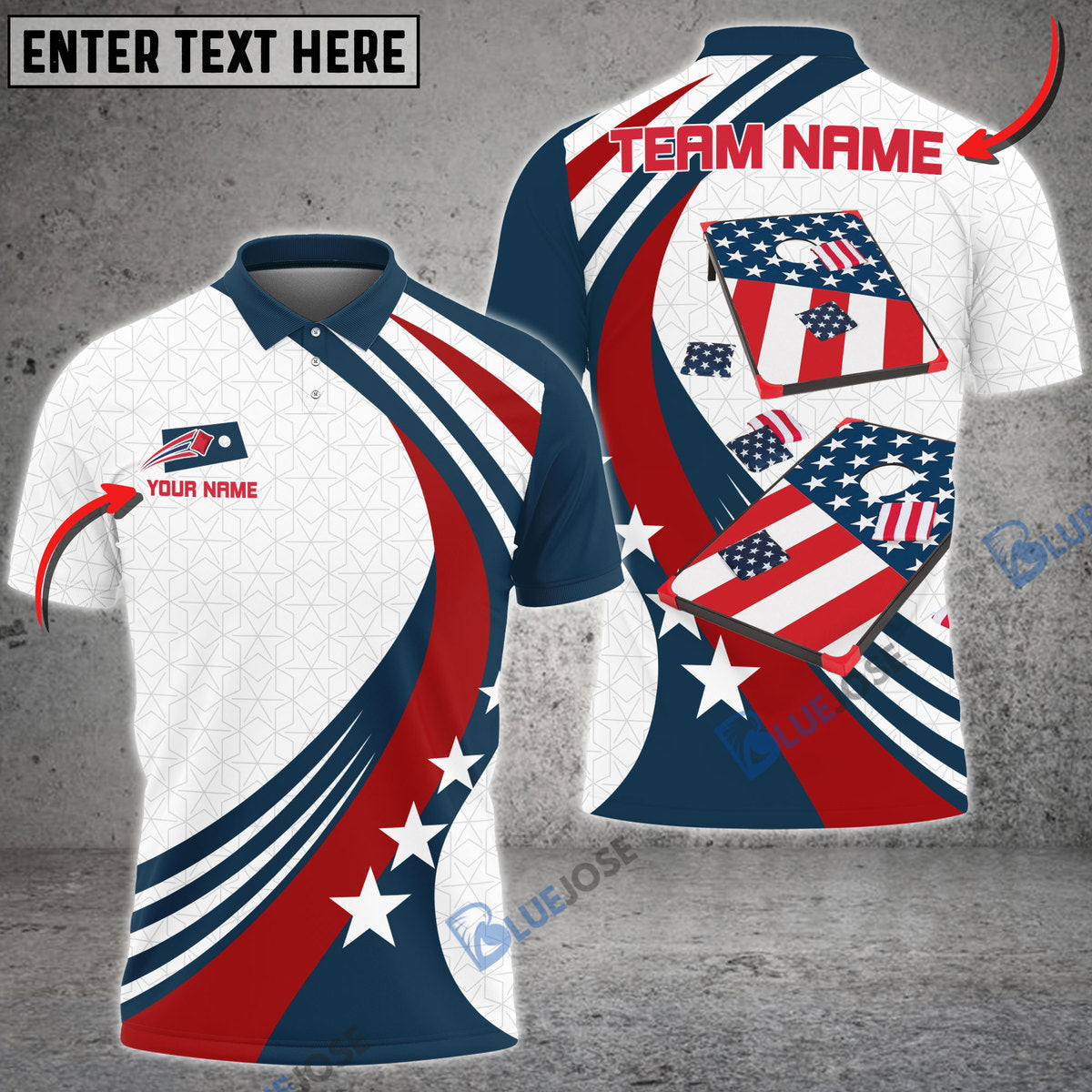 Frenzidea Cornhole American Style Personalized Name, Team Name Shirt