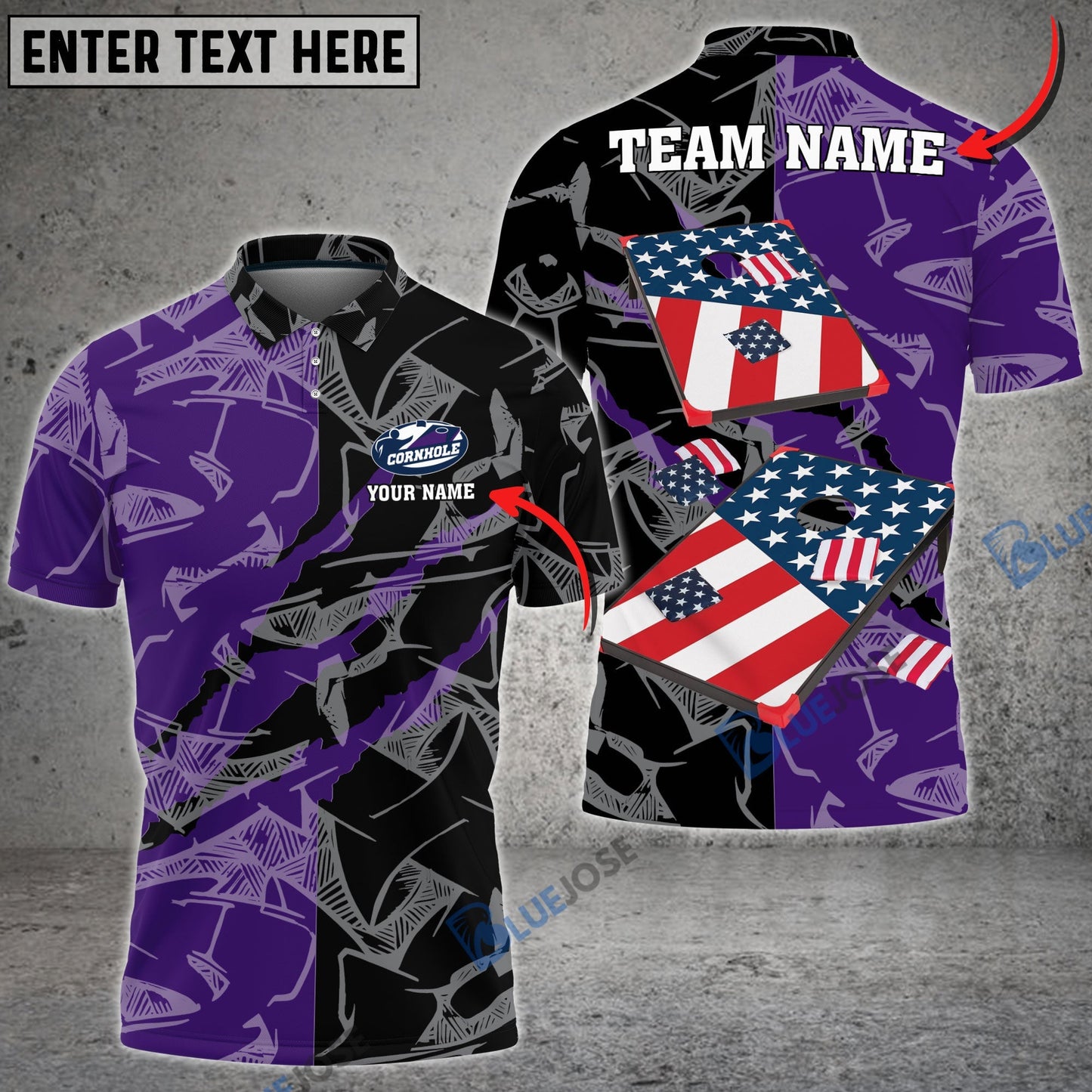 Frenzidea Cornhole American Half Grunge Personalized Name, Team Name Shirt