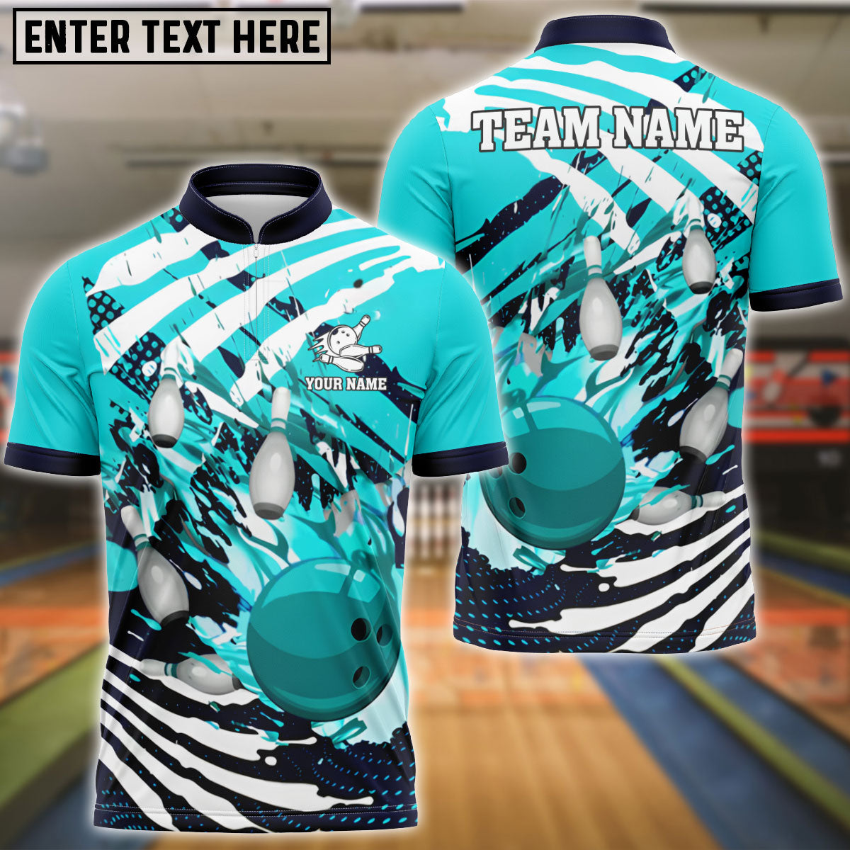 Frenzidea Bowling And Pins Skull Hand Pattern Customized Name 3D Shirt (4 Colors)