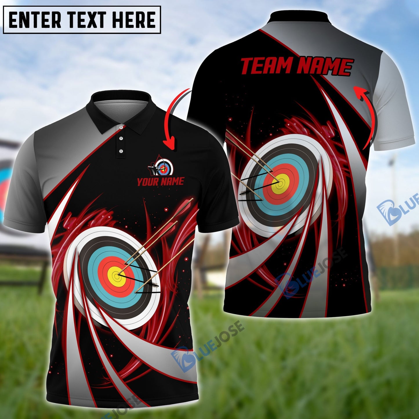 Frenzidea Flame Archery Tornado Pattern Customized Name 3D Shirt (4 Colors)