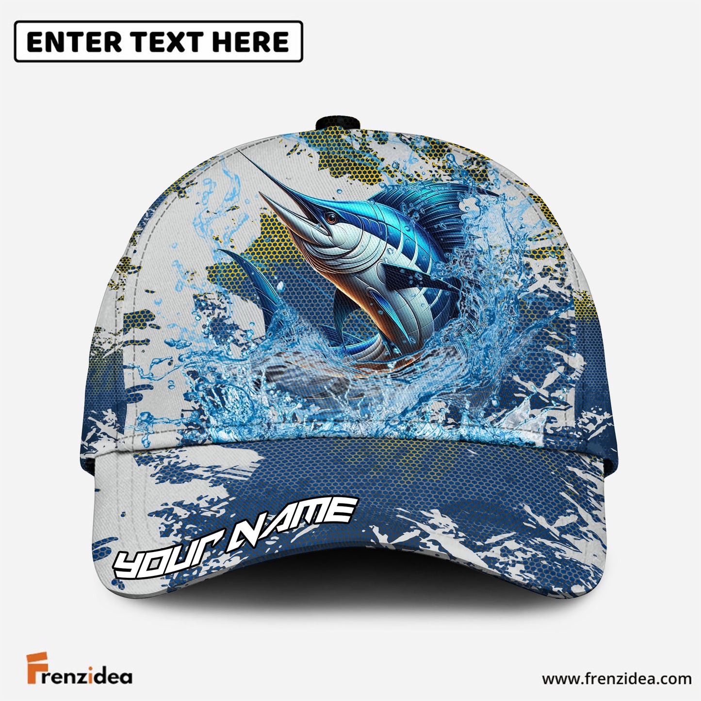 Frenzidea Marlin Fishing Hooked on Victory Personalized Cap