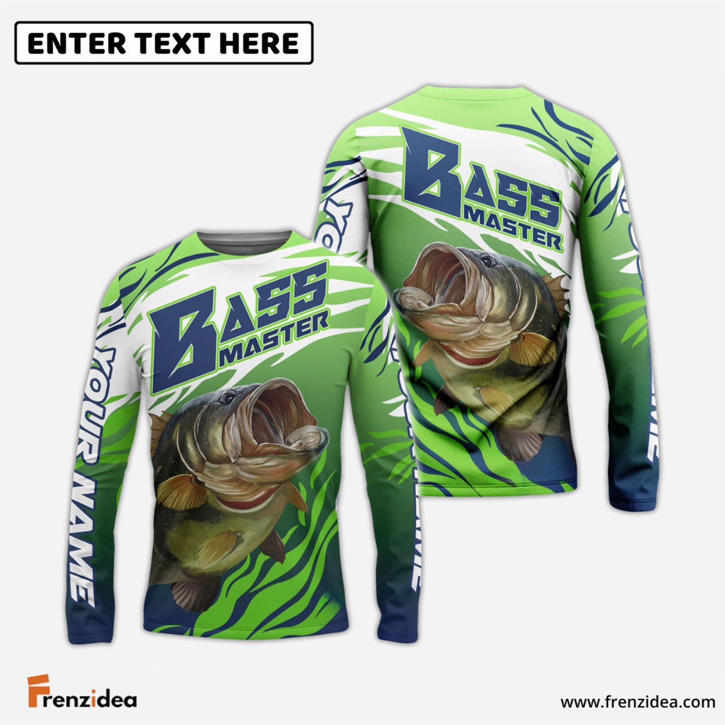 Frenzidea Customize Name Bass Master Fishing 3D Shirts
