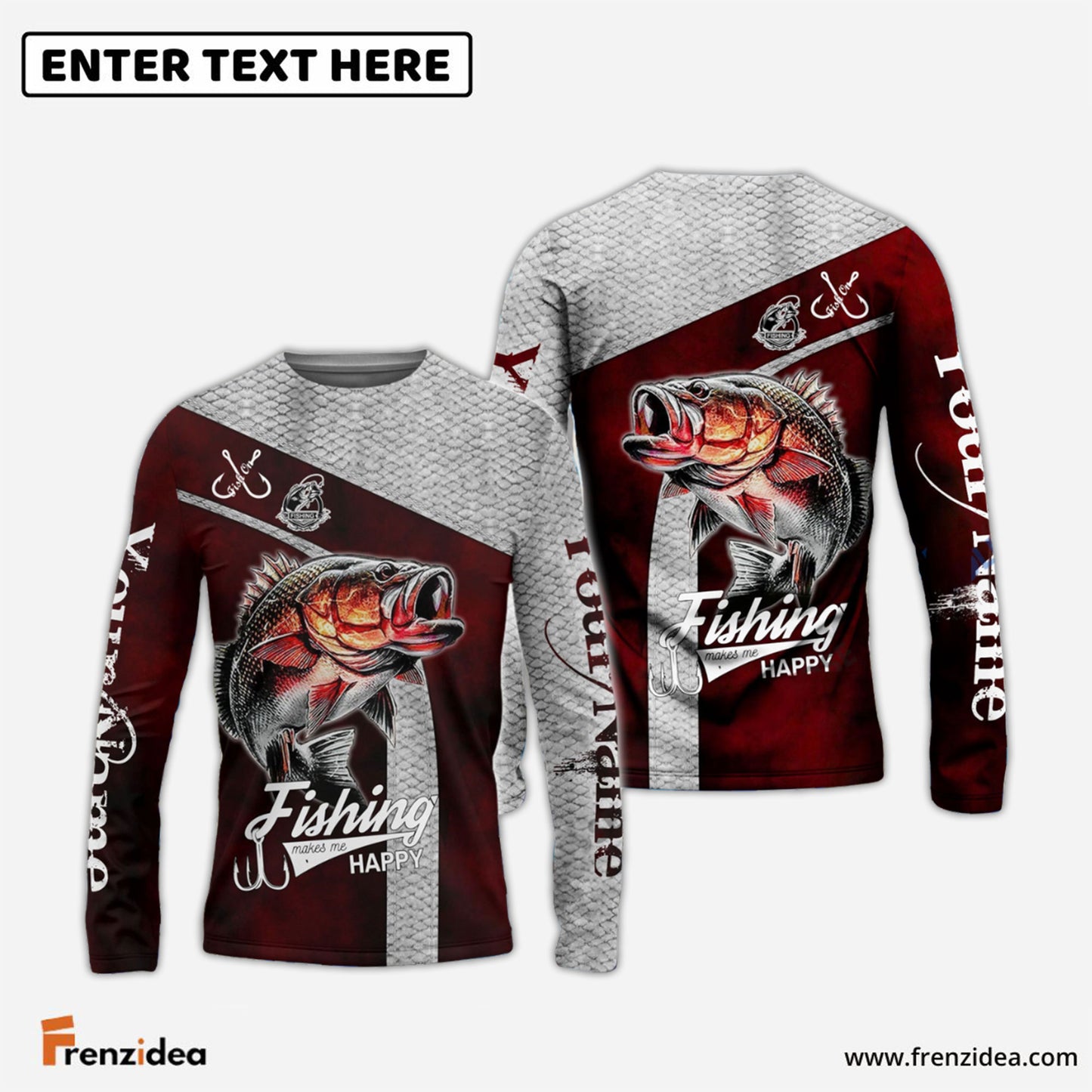 Frenzidea Personalized Fishing Red Shirt