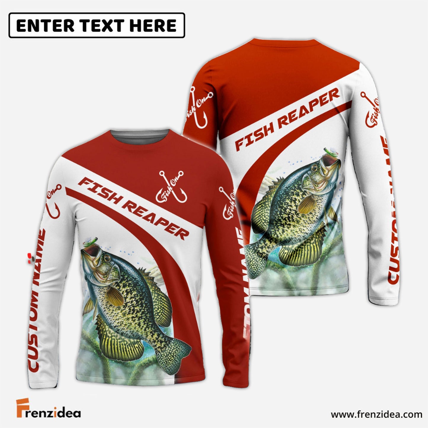 Frenzidea Customized Name Crappie Fishing Fish Reaper 3D Shirts