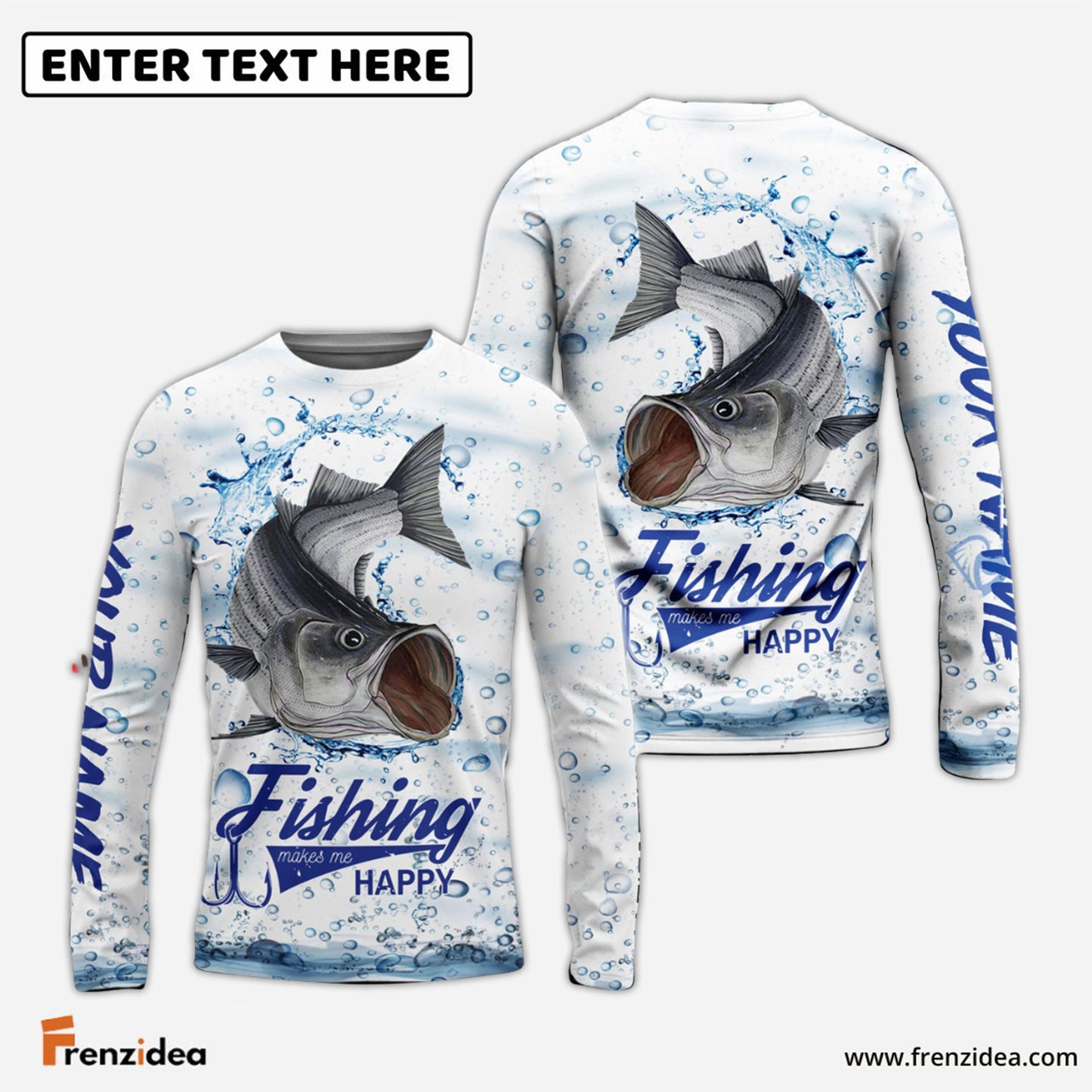Frenzidea Customize Name Striped Bass Fishing 3D Shirts