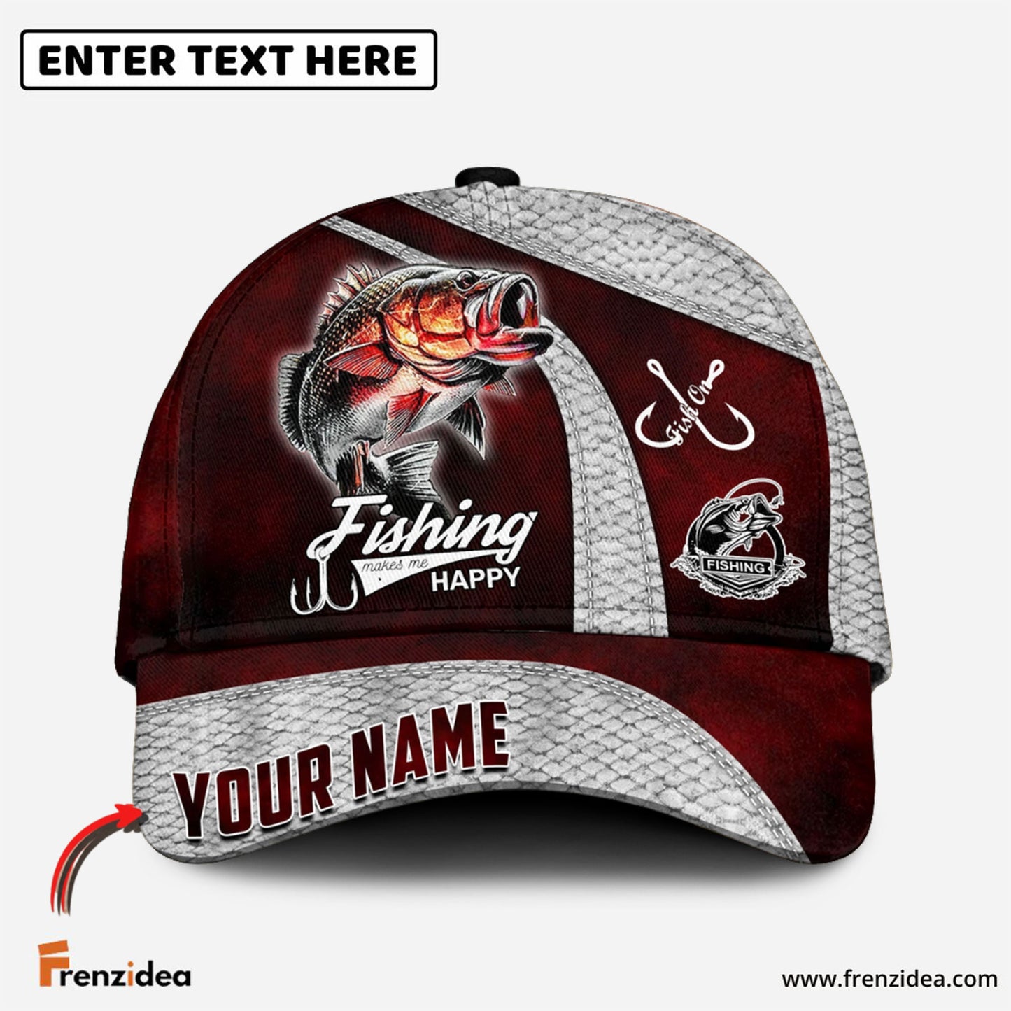 Frenzidea Personalized Fishing Classic Red Cap