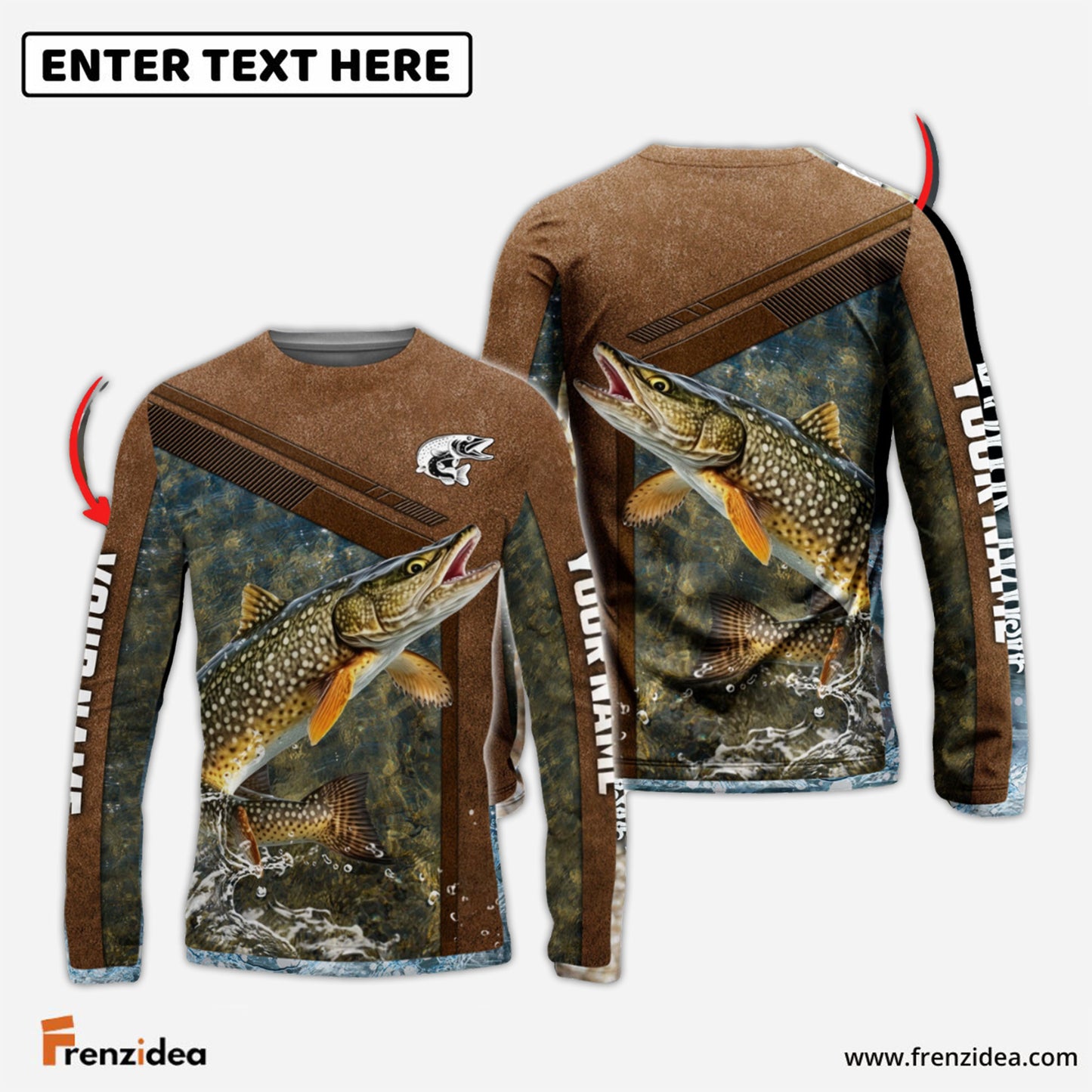 Frenzidea Pike Fishing Leather Pattern Personalized Shirt