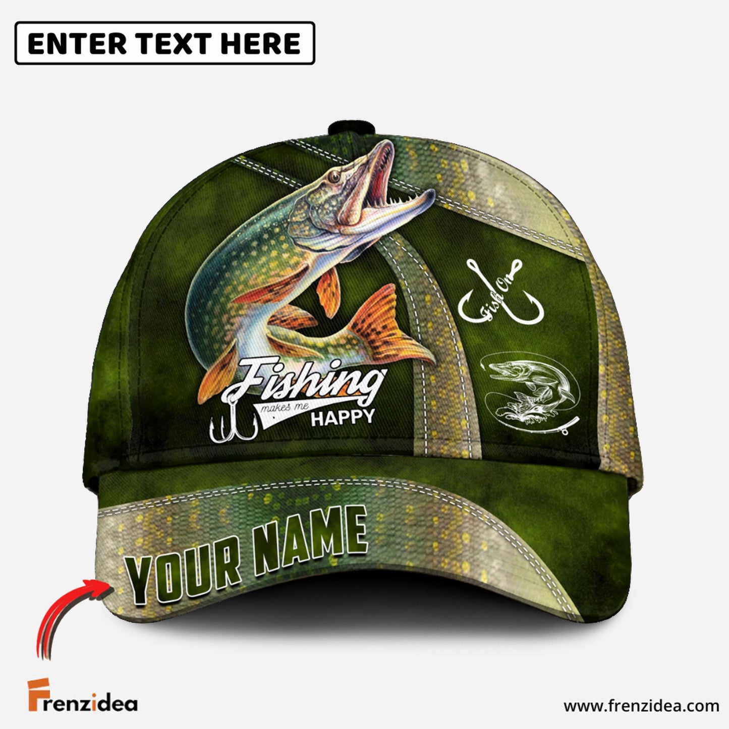 Frenzidea Personalized Northern Pike Fishing Classic Cap