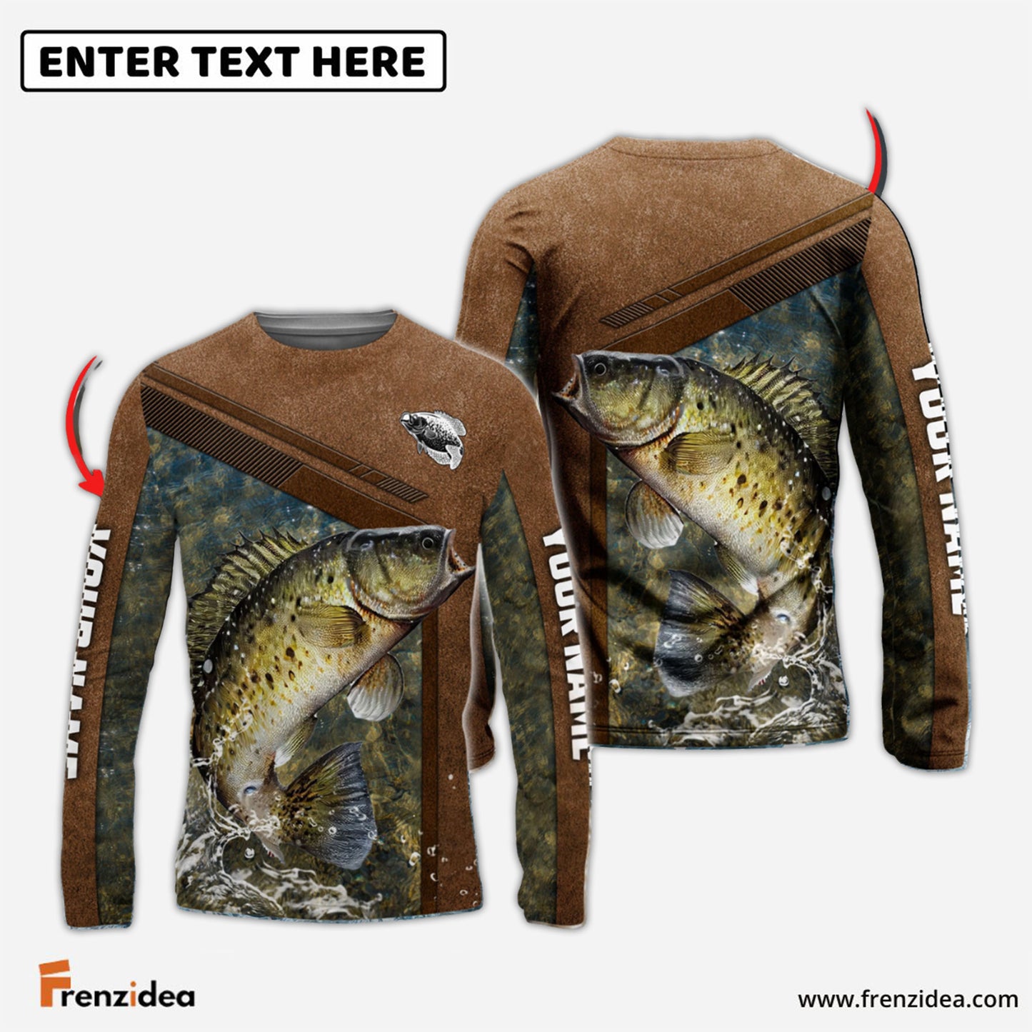 Frenzidea Crappie Fishing Leather Pattern Personalized Shirt