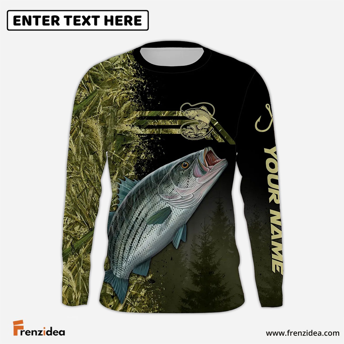 Frenzidea Custom Striped Bass Fishing Camouflage Personalized Name 3D Shirts