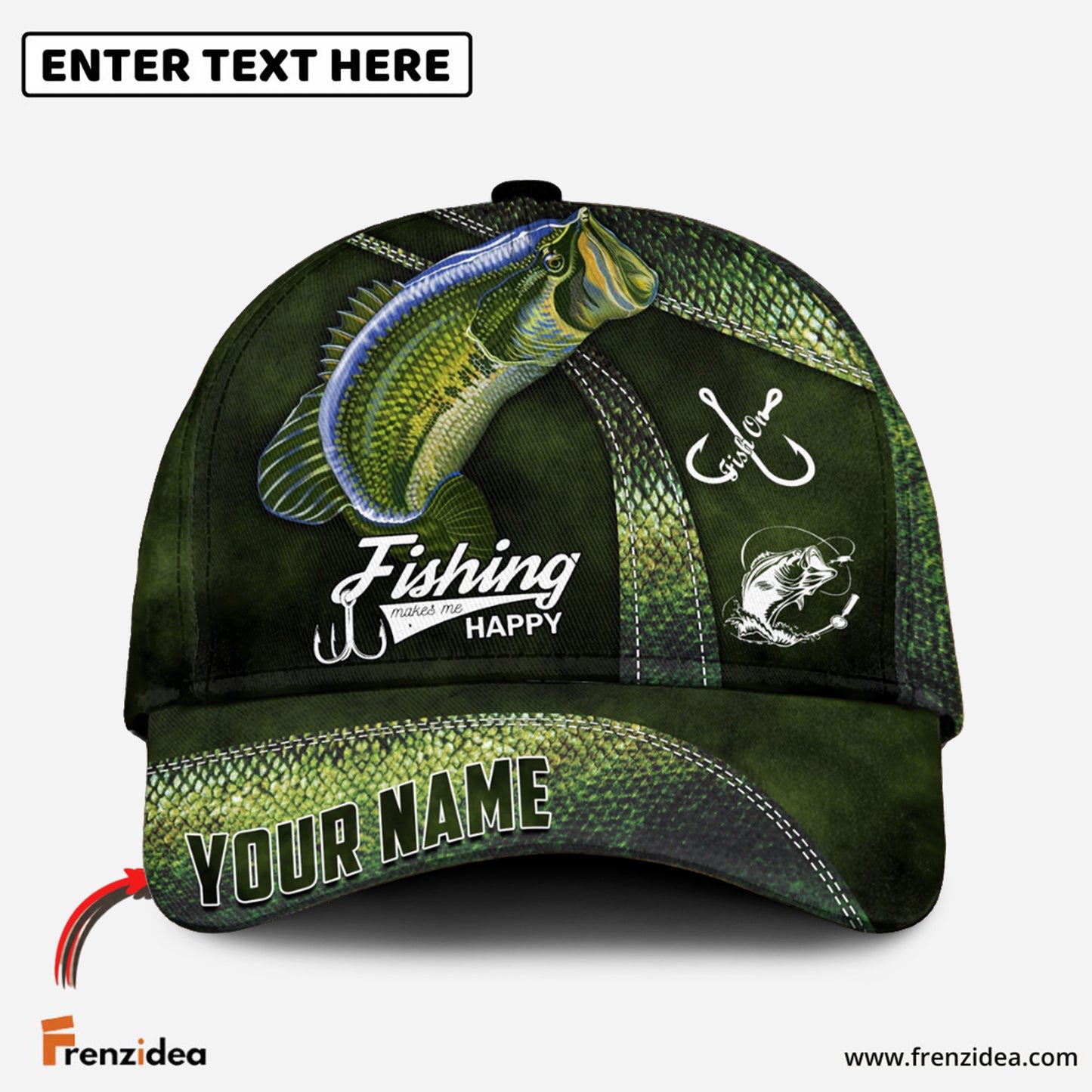 Frenzidea Personalized Largemouth Bass Fishing Classic Cap