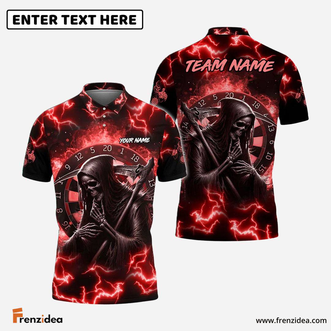 Frenzidea Darts Skull Fire Personalized Name, Team Name Shirt (5 Colors)
