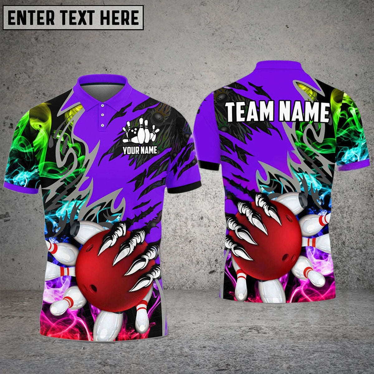 Frenzidea Bowling And Pins Smoking Claws Customized Name 3D Shirt ( 6 Colors)
