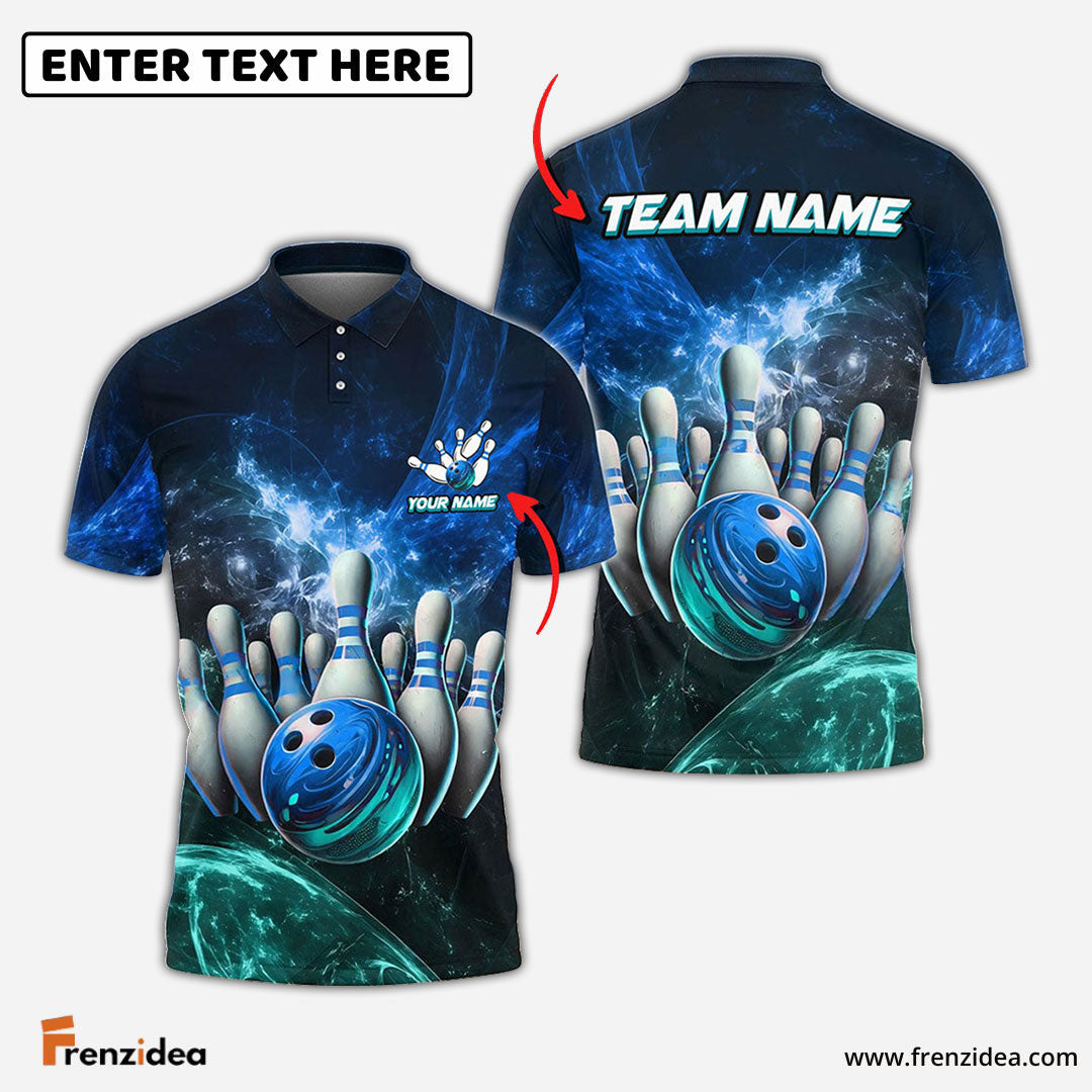 Frenzidea Bowling And Pins Light Crash Customized Name 3D Shirt (4 Colors)