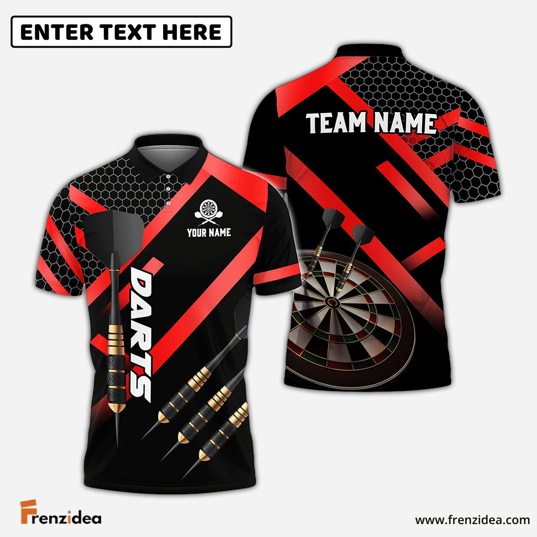 Frenzidea Darts Metalic Style Personalized Name, Team Name 3D Shirt (4 Colors)