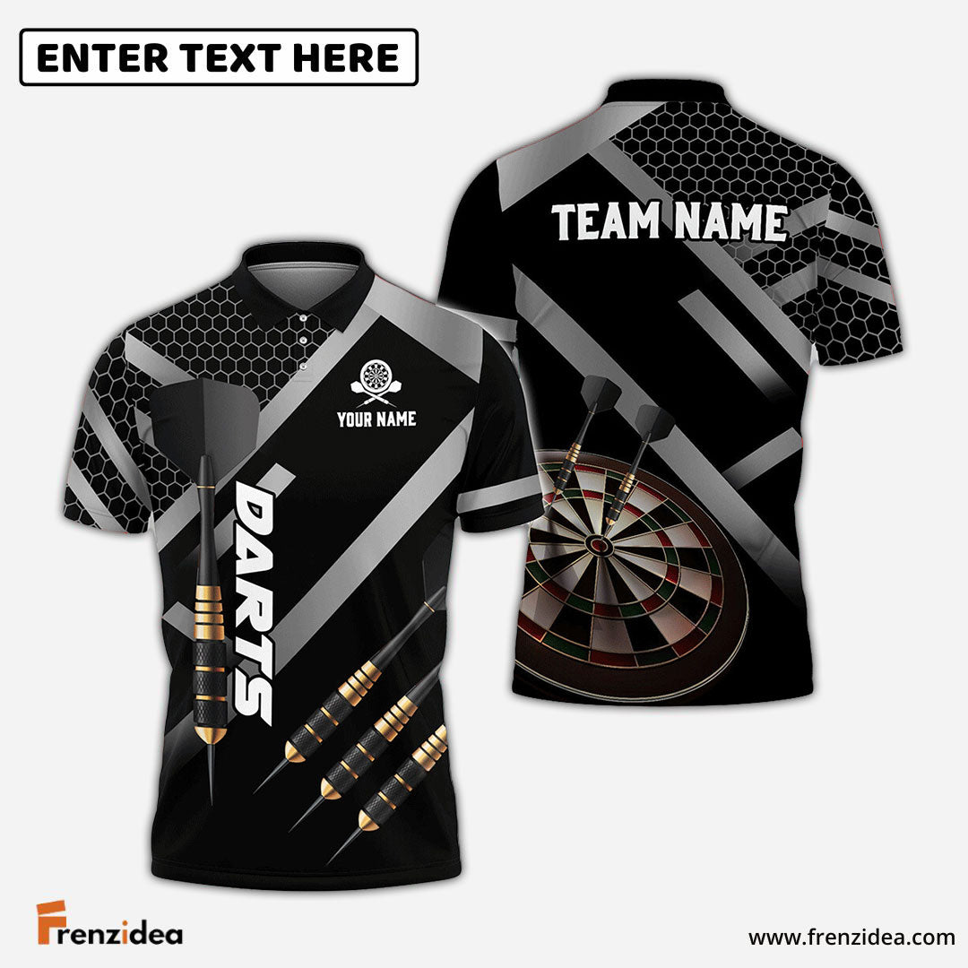 Frenzidea Darts Metalic Style Personalized Name, Team Name 3D Shirt (4 Colors)