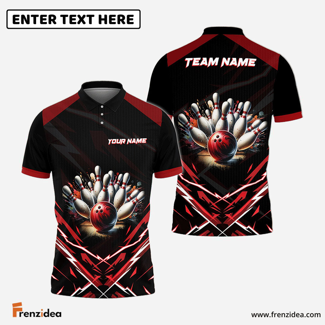 Frenzidea The Thunder Bowling Pins Personalized Name, Team Name 3D Shirt (4 Colors)