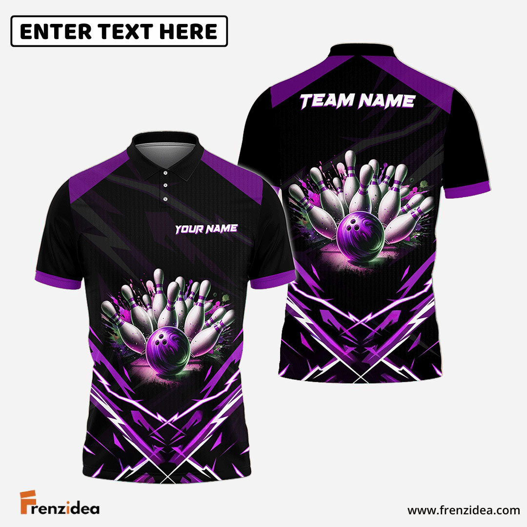 Frenzidea The Thunder Bowling Pins Personalized Name, Team Name 3D Shirt (4 Colors)