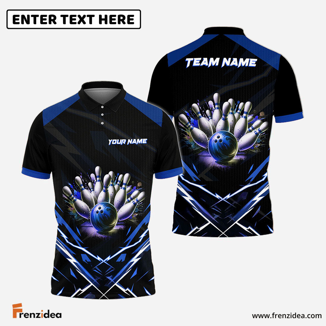Frenzidea The Thunder Bowling Pins Personalized Name, Team Name 3D Shirt (4 Colors)