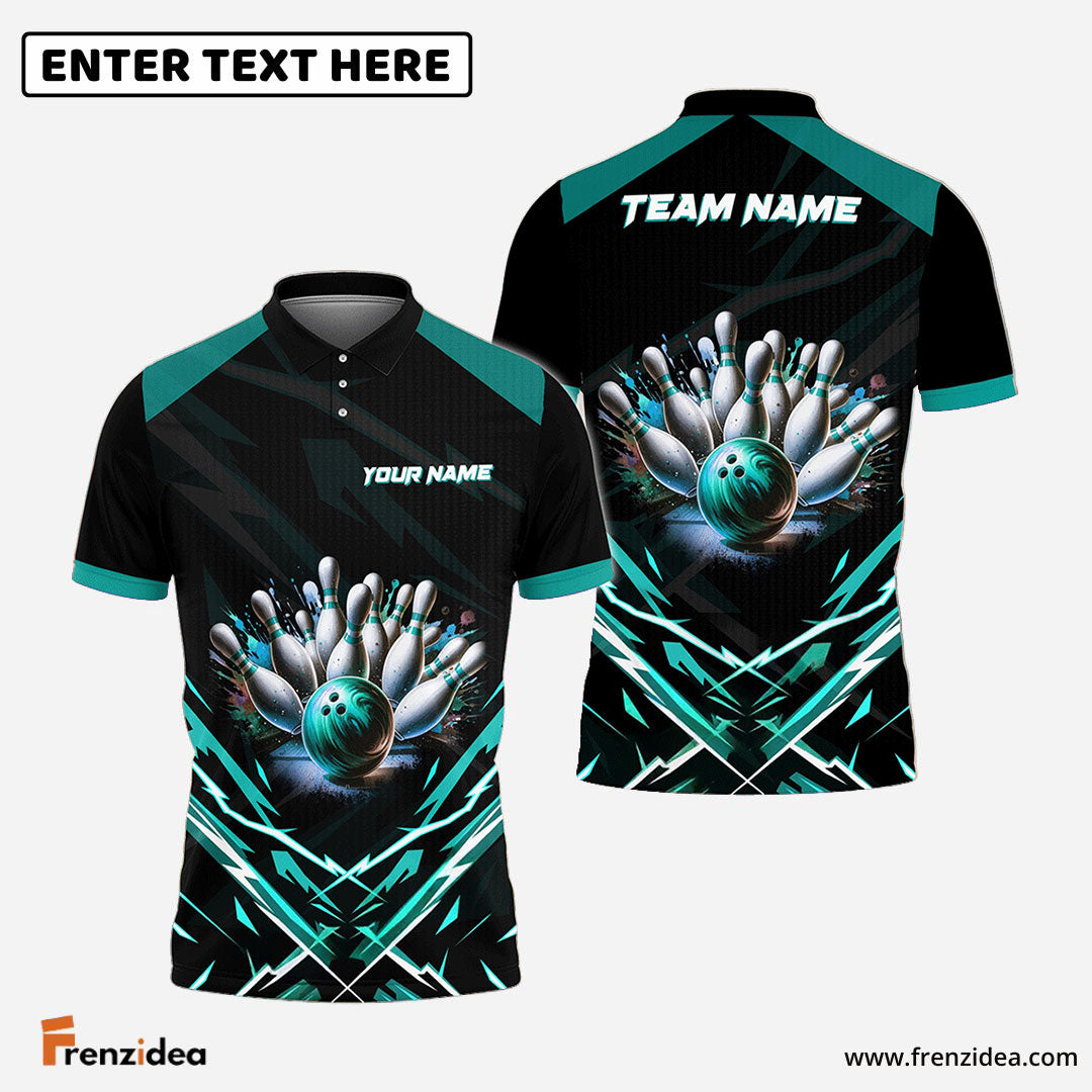Frenzidea The Thunder Bowling Pins Personalized Name, Team Name 3D Shirt (4 Colors)