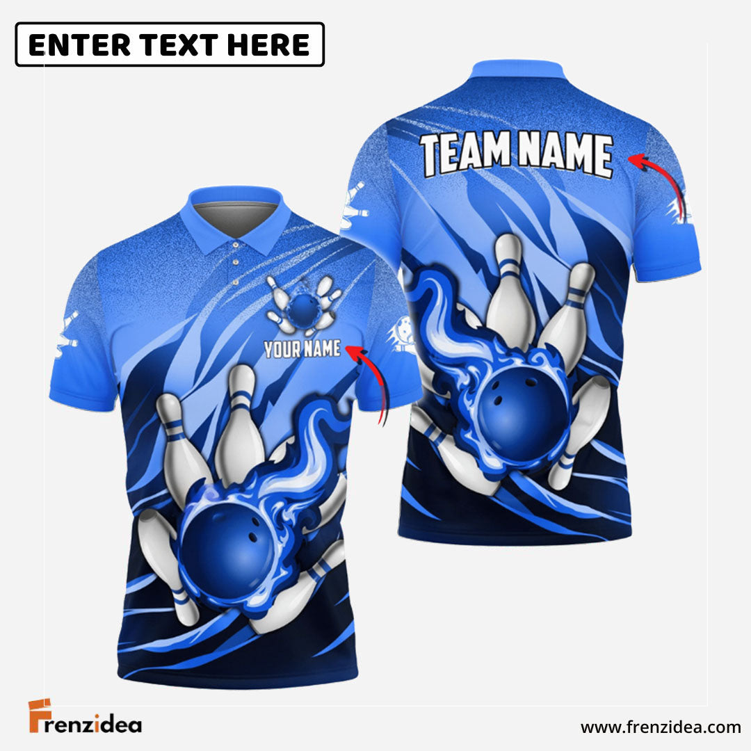 Frenzidea Bowling And Pins Fire Storm Customized Name 3D Shirt for Kids