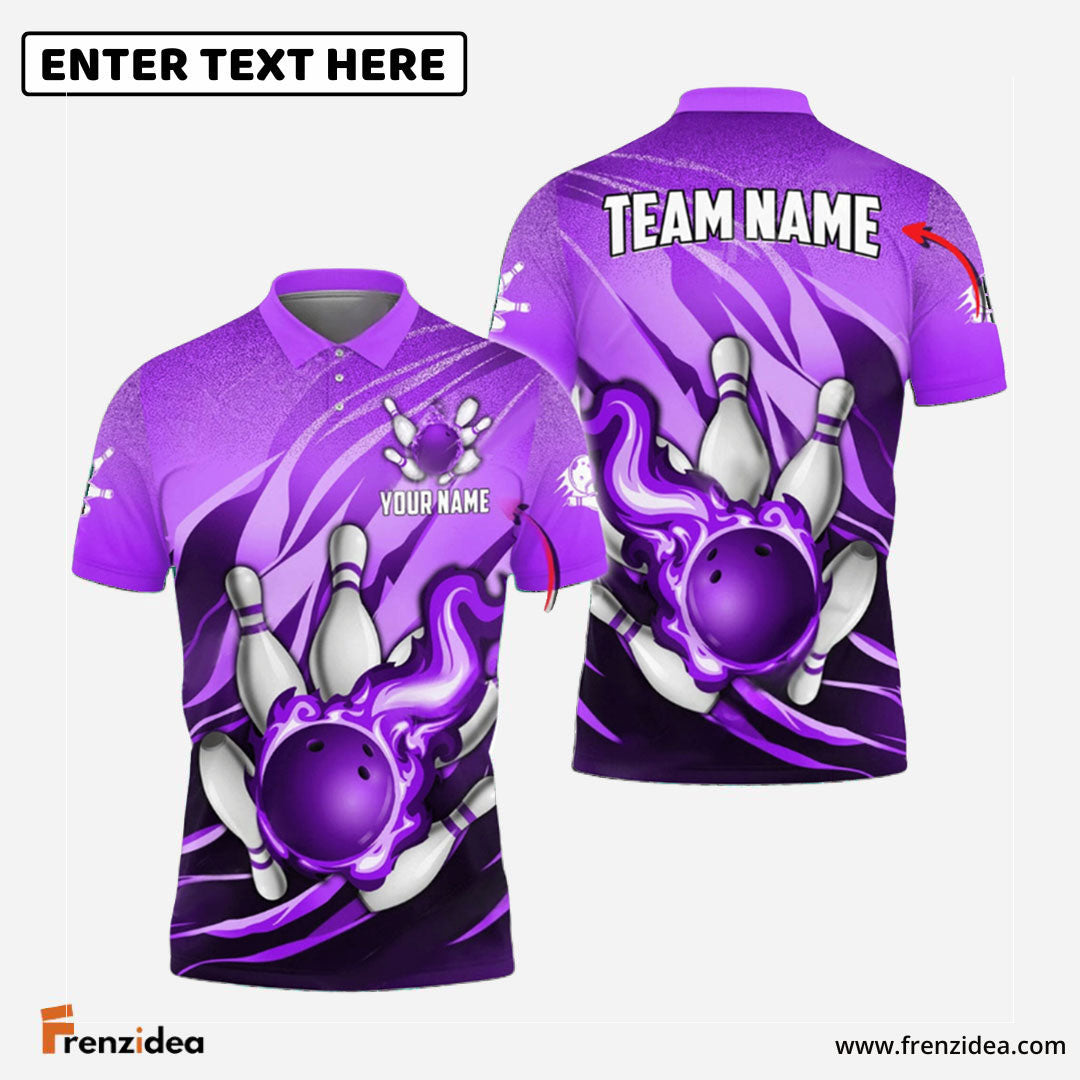 Frenzidea Bowling And Pins Fire Storm Customized Name 3D Shirt for Kids