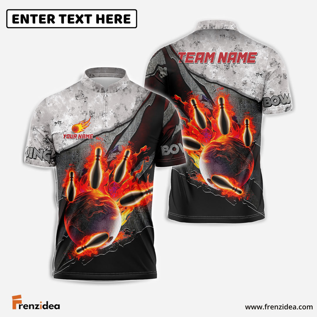 Frenzidea Bowling And Pins Reborn Fire Customized Name 3D Shirt (4 Colors)