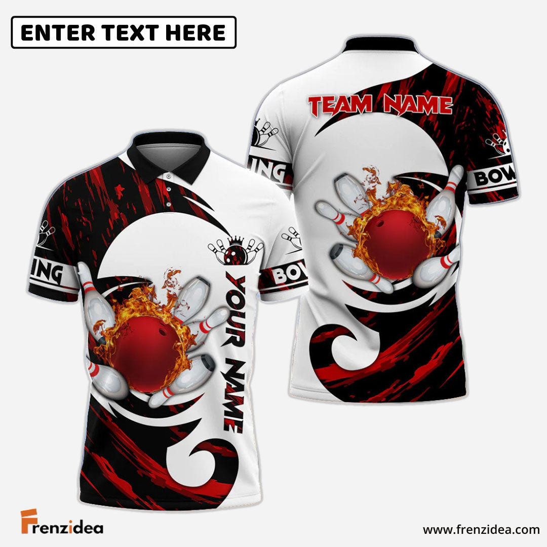 Frenzidea Bowling And Pins Water Paint Color Customized Name 3D Shirt (4 Colors)