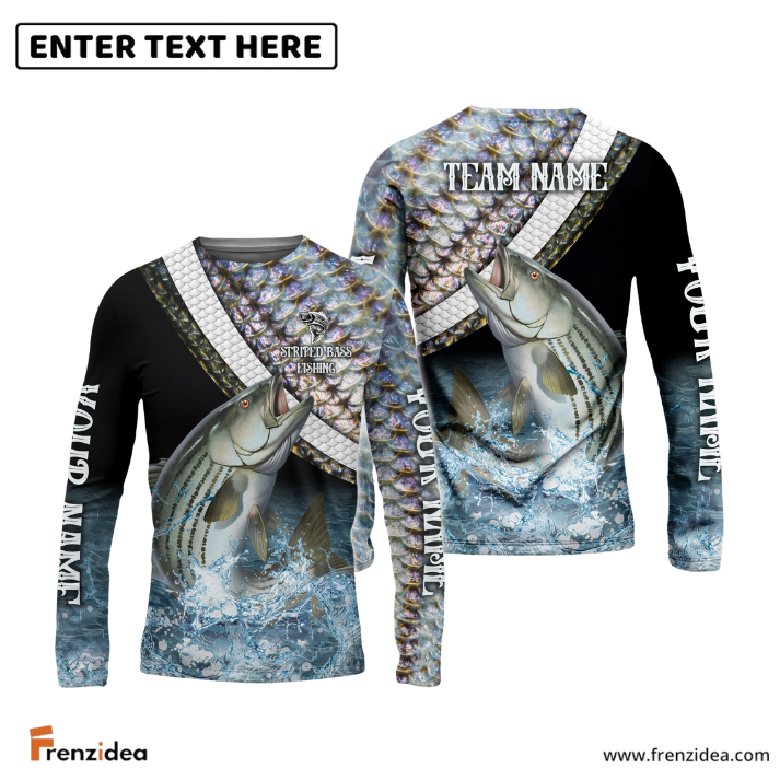 Frenzidea Striped Bass Fishing Skin Water Custom Name & Team Name 3D Shirts