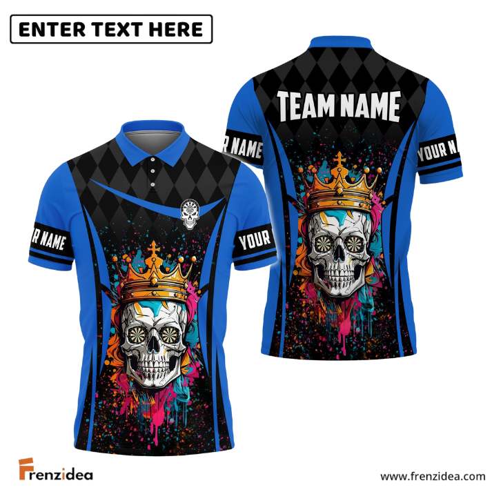 Frenzidea Skull King Of Darts Personalized Name, Team Name 3D Shirt
