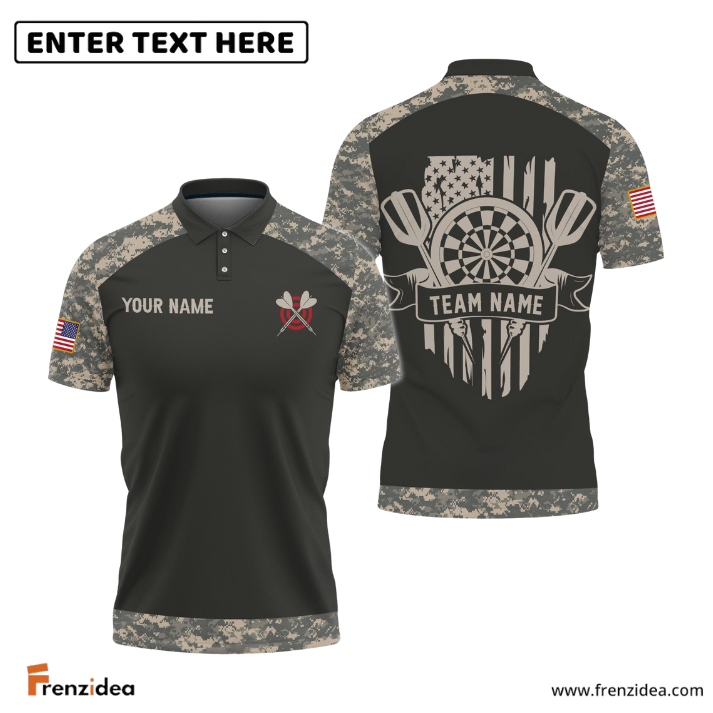 Frenzidea Military Darts Customized Name, Team Name 3D Unisex Shirt