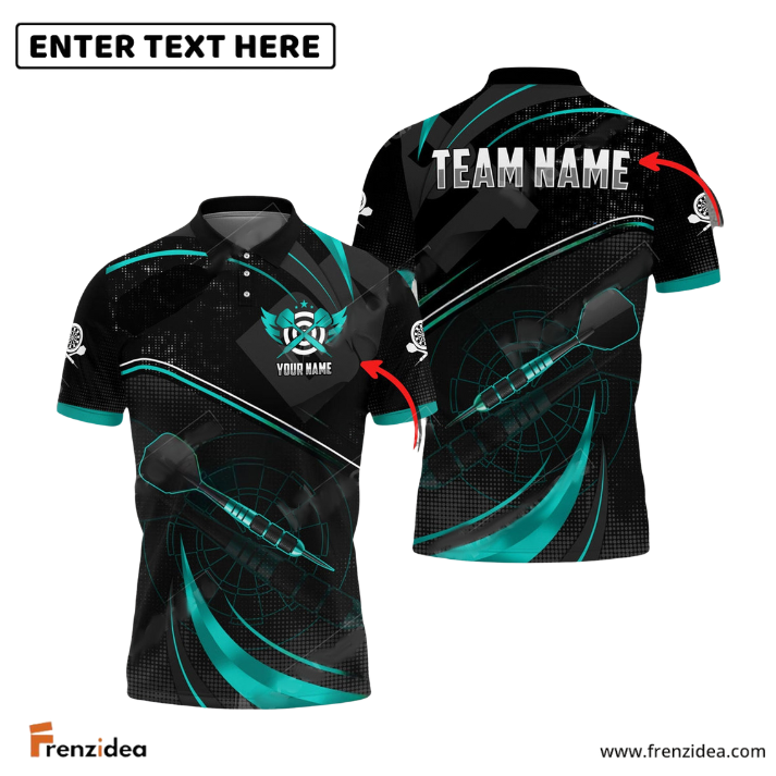 Frenzidea Darts Spinning Arrow Personalized Name, Team Name 3D Shirt (6 Colors)