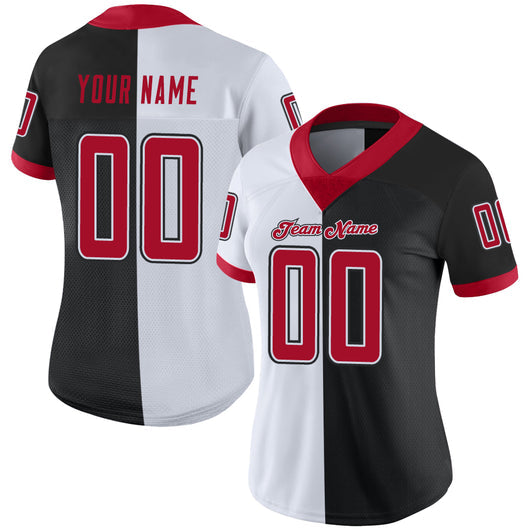 Frenzidea Custom Black Red-White Mesh Split Fashion Football Jersey