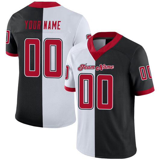 Frenzidea Custom Black Red-White Mesh Split Fashion Football Jersey