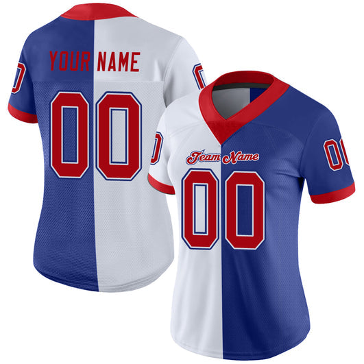 Frenzidea Custom Royal Red-White Mesh Split Fashion Football Jersey