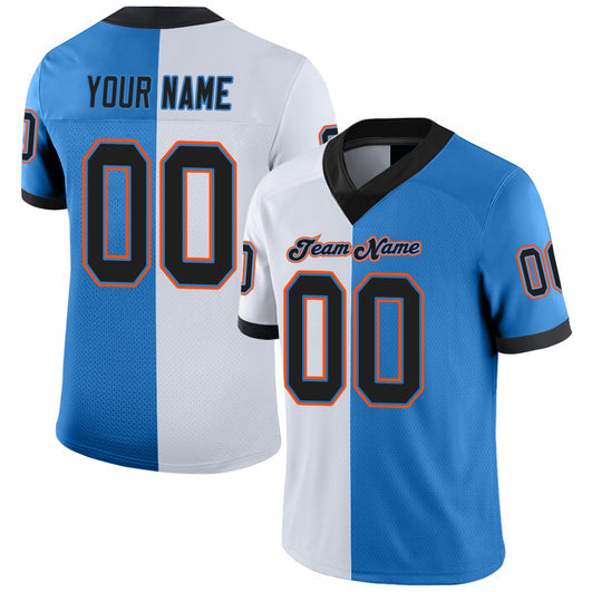 Frenzidea Custom Powder Blue Black-White Mesh Split Fashion Football Jersey