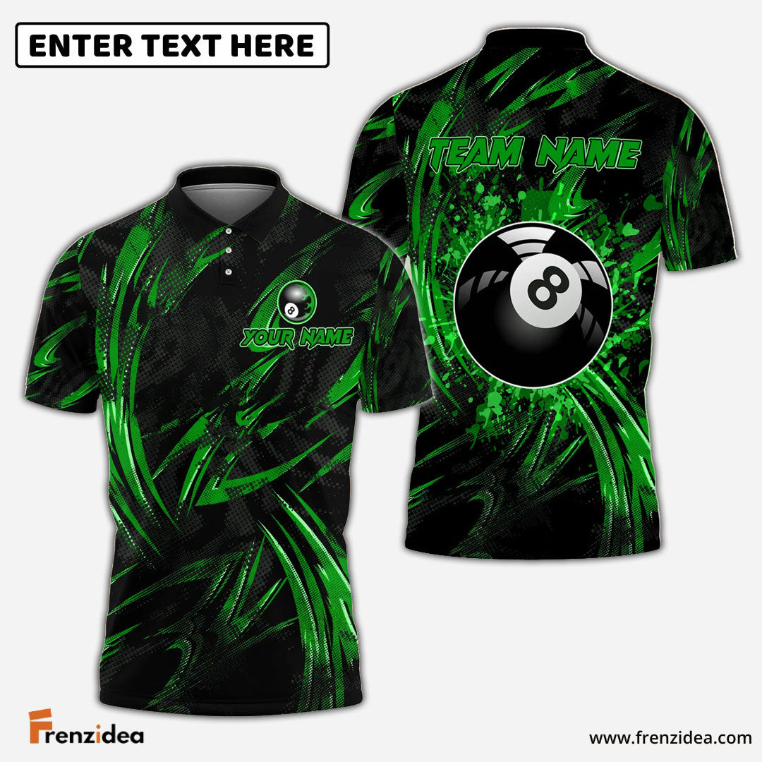 Frenzidea Billiards Ball 8 Grunge Curved Fire Personalized Name, Team Name Unisex Shirt (4 Colors)