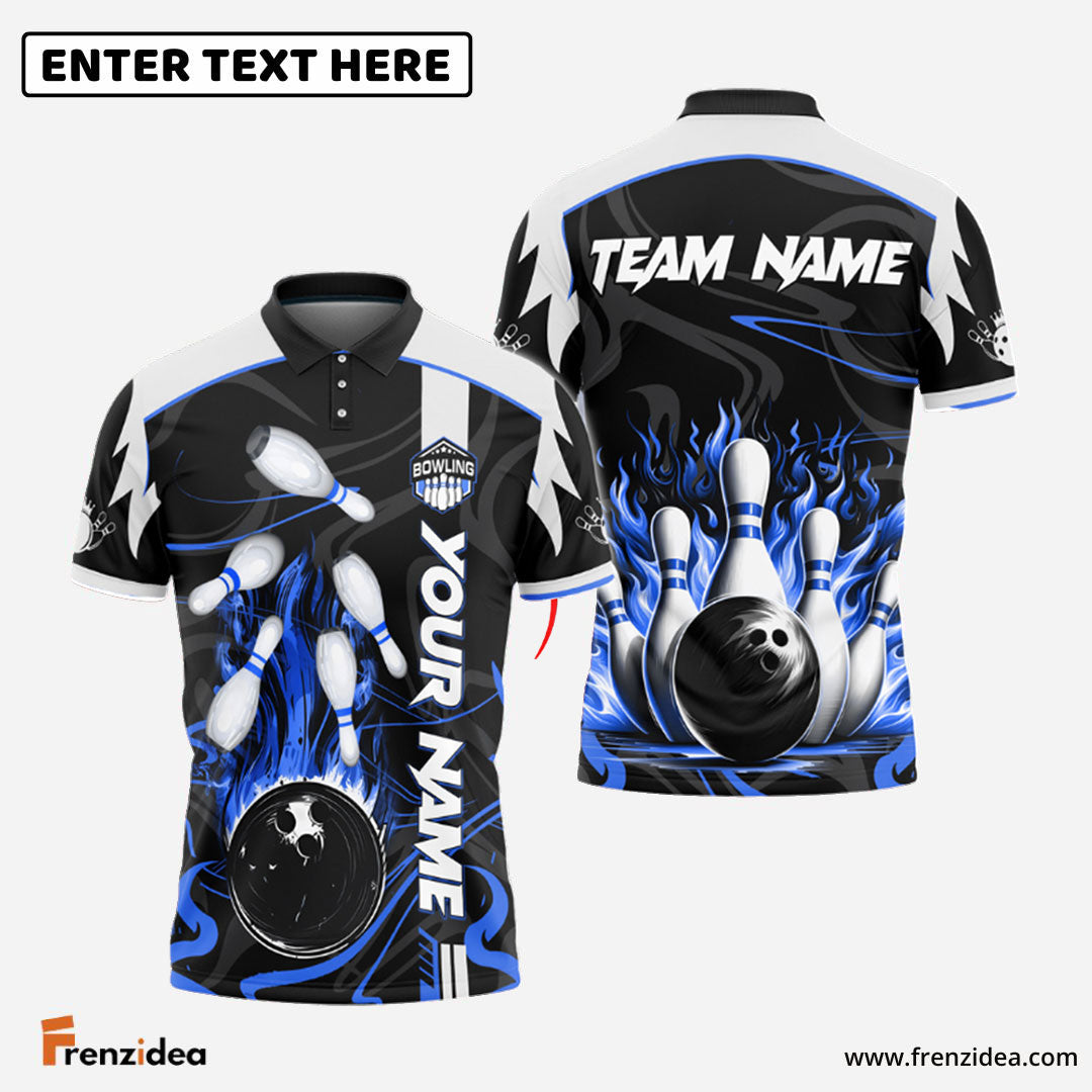 Frenzidea Bowling And Pins Vengeful Flame Customized Name 3D Shirt ( 5 Colors)