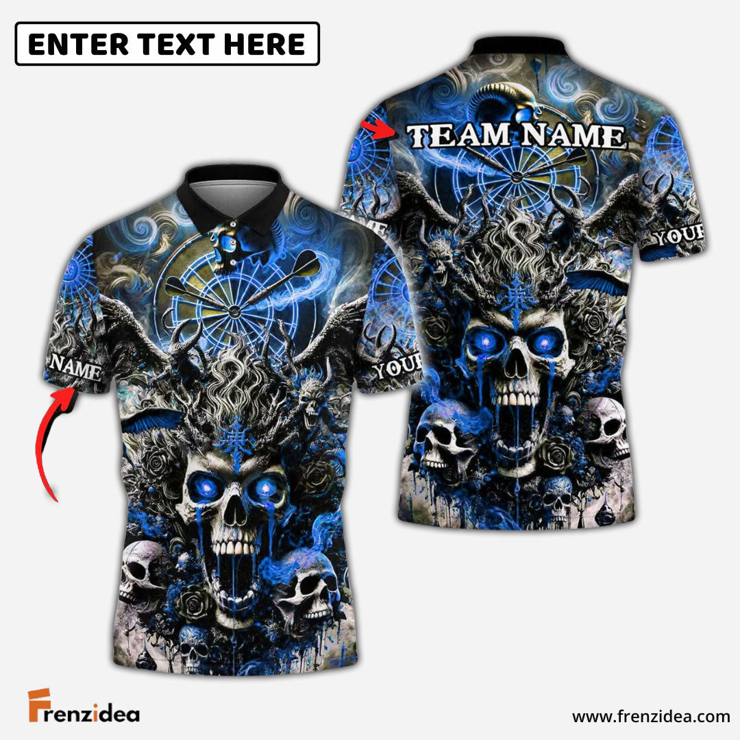 Frenzidea Darts Demonic Skull Personalized Name, Team Name Shirt (4 Colors)
