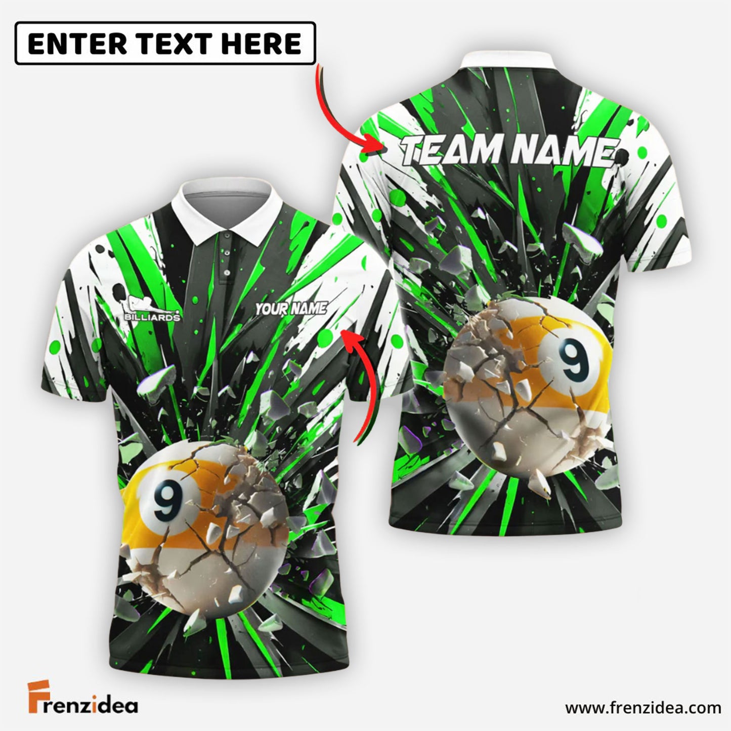 Frenzidea Billiards Ball 9 Breaking Bad Personalized Name Shirt (4 Colors)