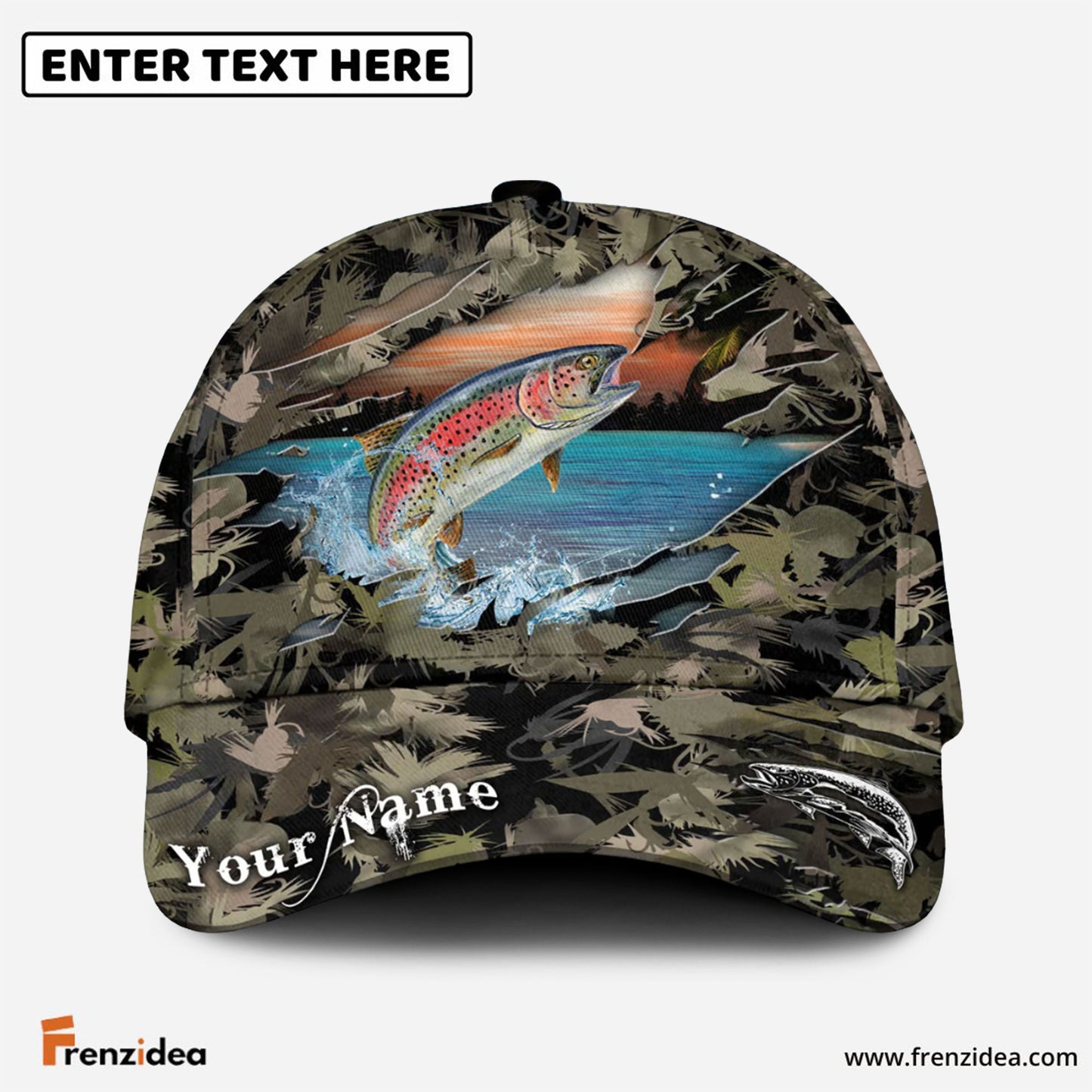 Frenzidea Trout Fishing Lure Camouflage Personalized Cap