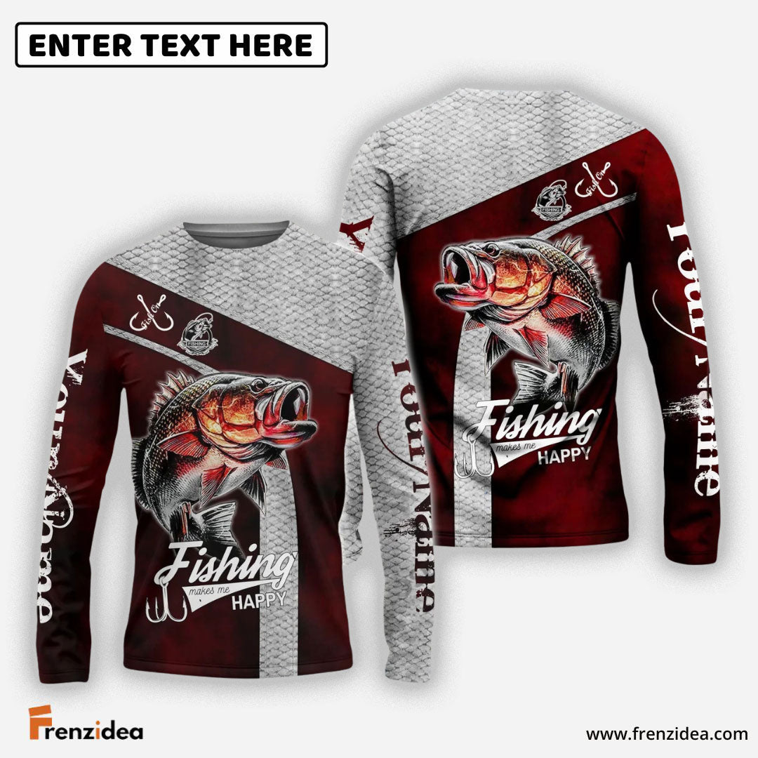 Frenzidea Personalized Fishing Red Custom Name Shirt