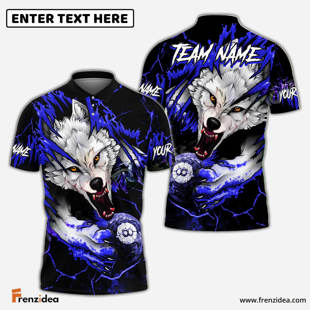 Frenzidea Billiards Ball 8 Bloody Wolf Personalized Name, Team Name Unisex Shirt (4 Colors)