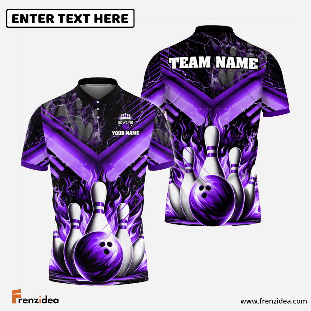 Frenzidea Bowling And Pins Flame From Hell Multicolor Customized Name 3D Shirt ( 4 Colors )