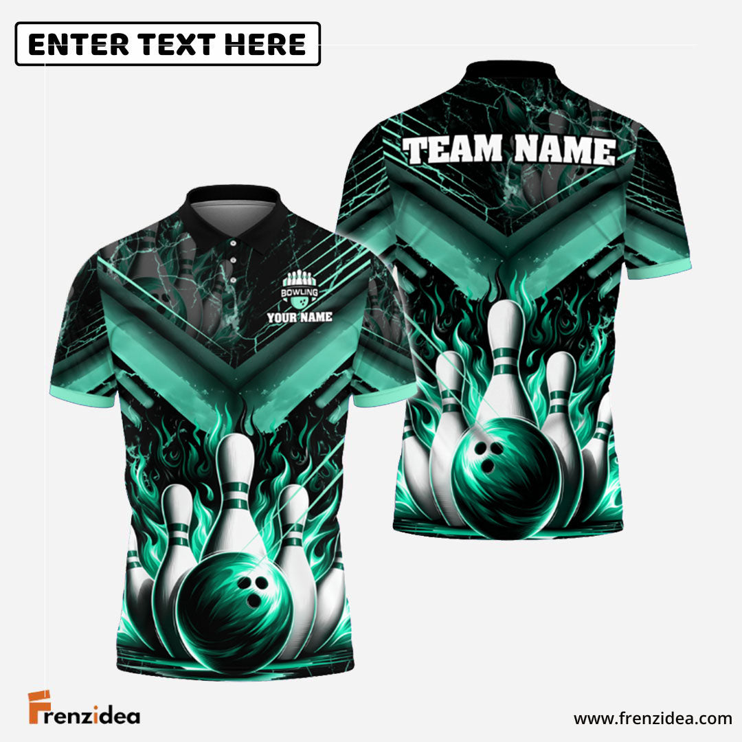 Frenzidea Bowling And Pins Flame From Hell Multicolor Customized Name 3D Shirt ( 4 Colors )