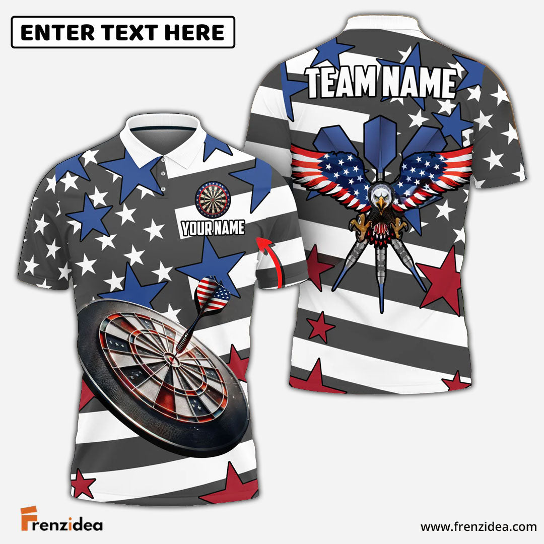 Frenzidea USA Flag Eagle Darts Personalized Name, Team Name Shirt